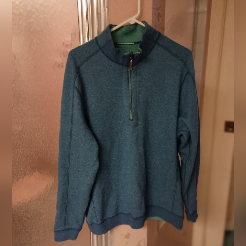 Men's XL Tommy Bahama Blue Sweater Jacket Knit Cotton Tencell